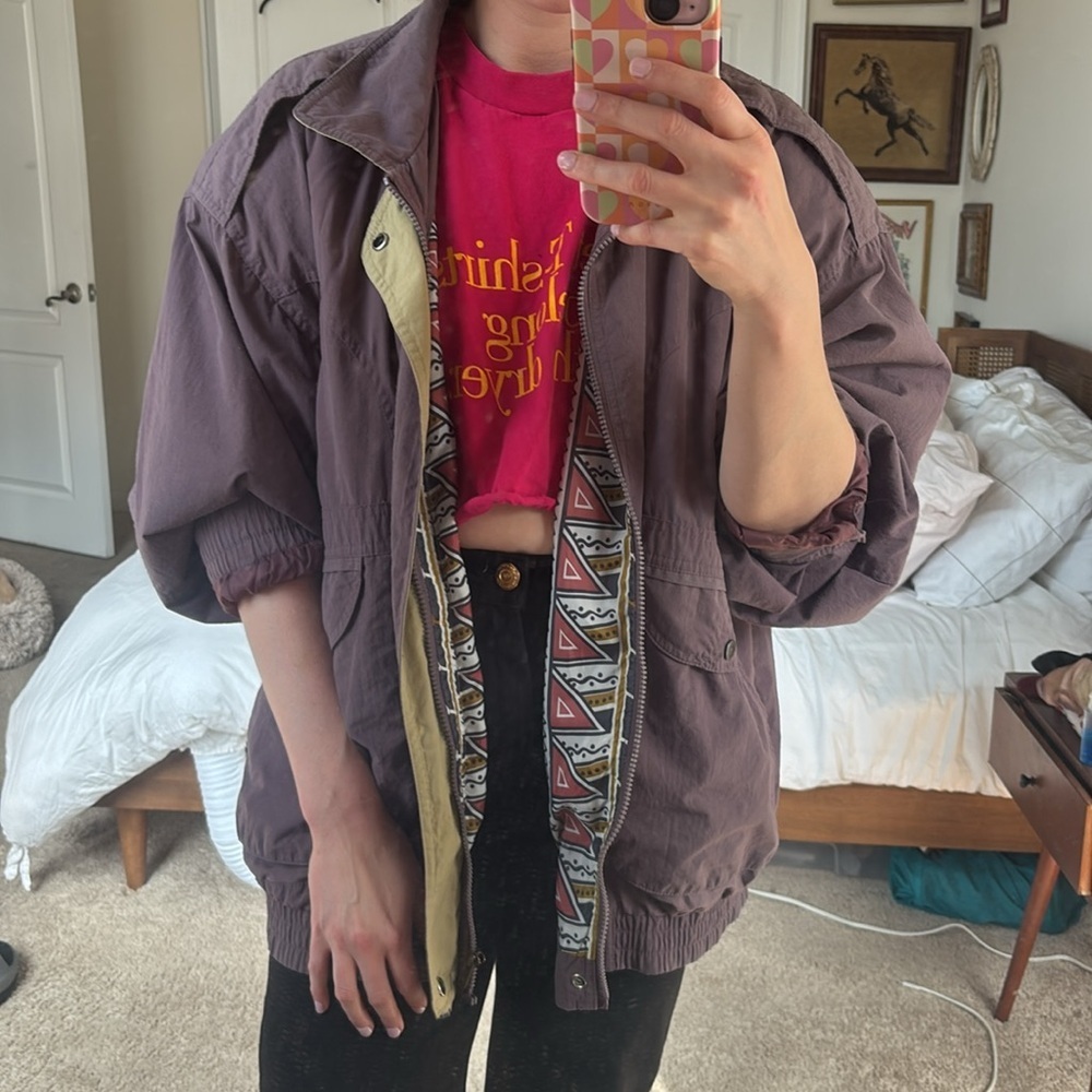 Vintage Lightweight Dusty Mauve Bomber Jacket - Picture 2 of 14